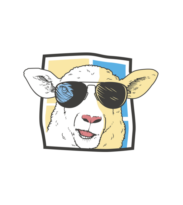 Sheep With Sunglasses minta fehér pólón