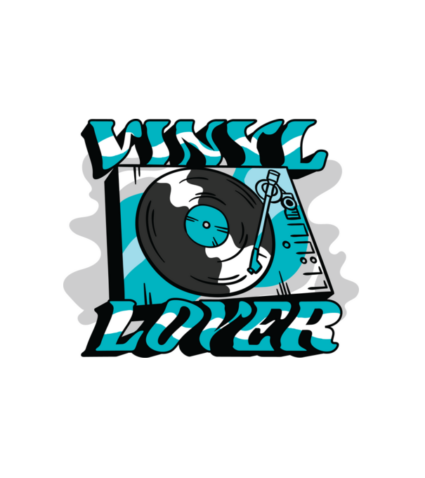 Retro Vinyl Lover minta fehér pólón