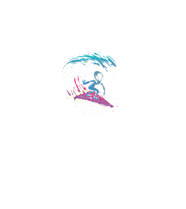 Alien Pizza Surf vicces póló minta fekete pólón