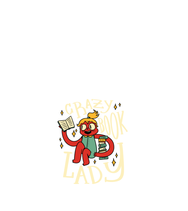 Crazy Book Lady minta fehér pólón