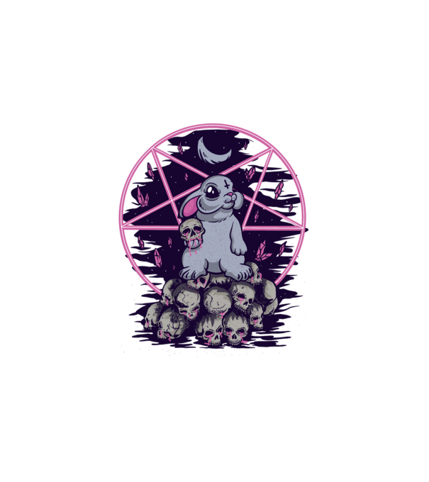 Pentagram nyuszi minta fehér pólón