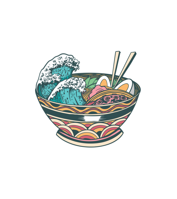 Ramen minta fehér pólón