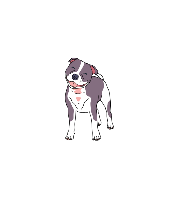 Mosolygó Staffordshire Bullterrier minta szürke pólón