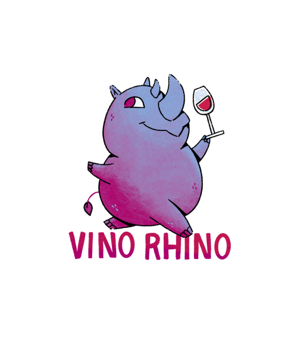 Vino Rhino minta fehér pólón