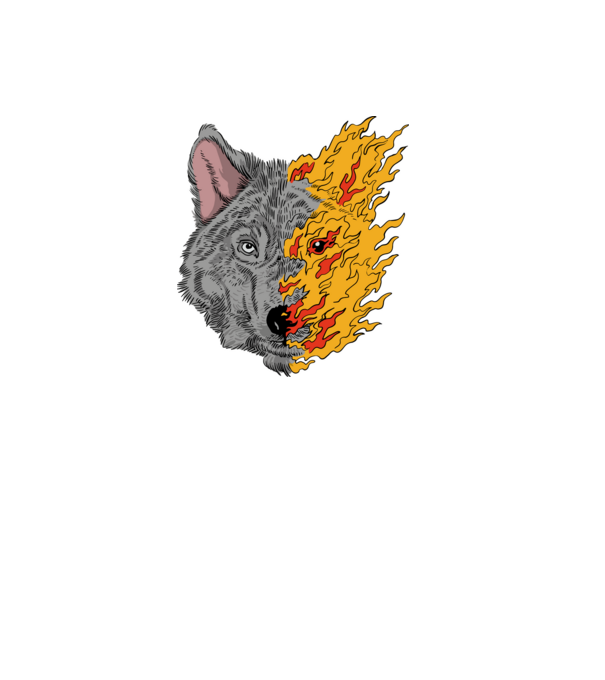 Fire Wolf Farkas minta fekete pólón