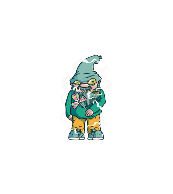 Hippie Gnome minta fekete pólón