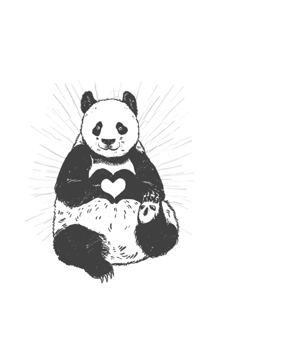 Panda szív minta fehér pólón