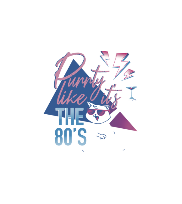 Purrty Like it's the 80's minta fehér pólón