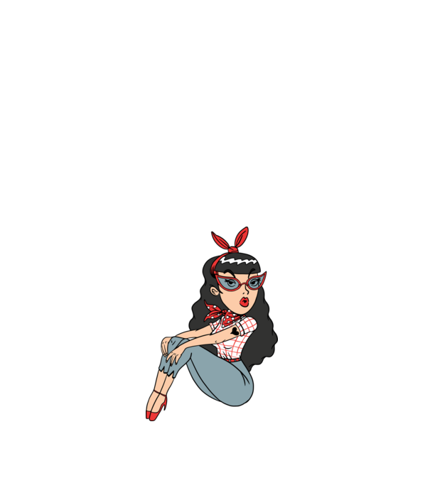 Rockabilly lány minta fehér pólón