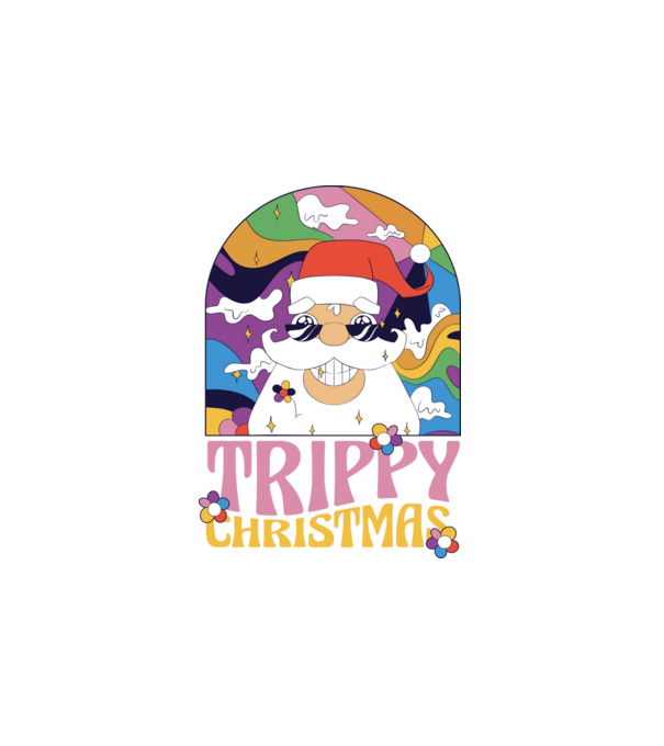 Trippy Mikulás minta fehér pólón