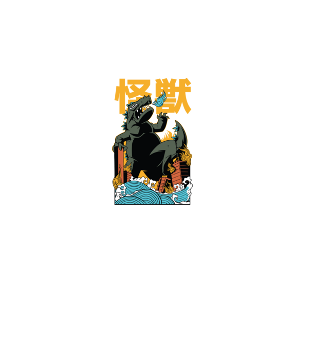Kaiju minta fekete pólón
