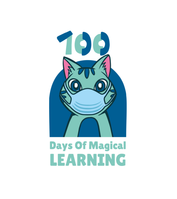 100 Days Of Magical learning minta fehér pólón