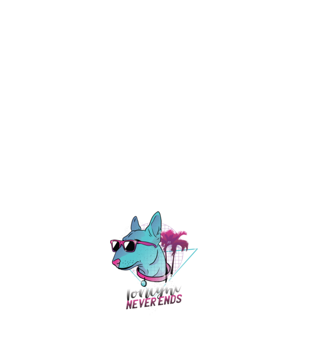 Bullterrier Neon Retro vicces póló minta sötétkék pólón