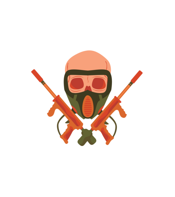 Paintball koponya minta fehér pólón