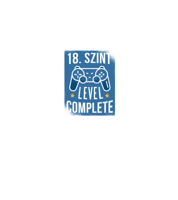 18. szint level completed minta farmerkék pólón