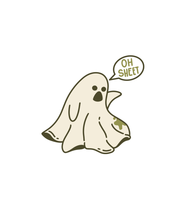 Sheet Ghost minta fehér pólón