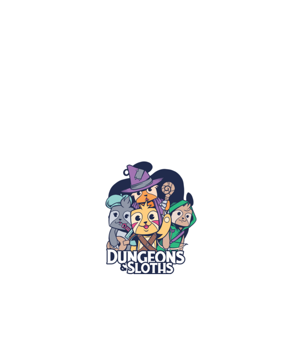 Sloths Dungeons minta fehér pólón