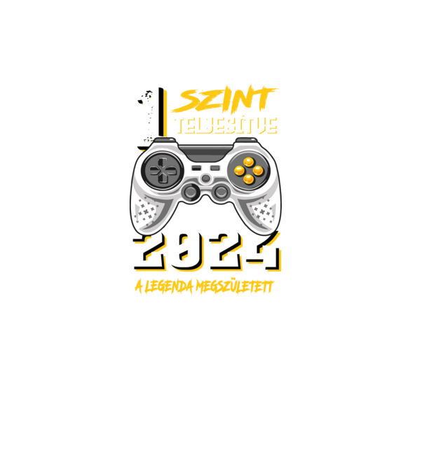GAMER szint teljesítve 1. 2024 minta fekete pólón