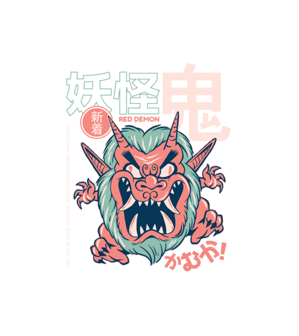 Oni Yokai Anime minta fehér pólón