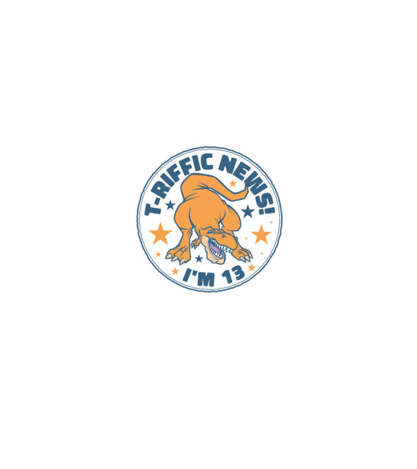 T-rex Terrific news i'm 13 minta fehér/piros pólón