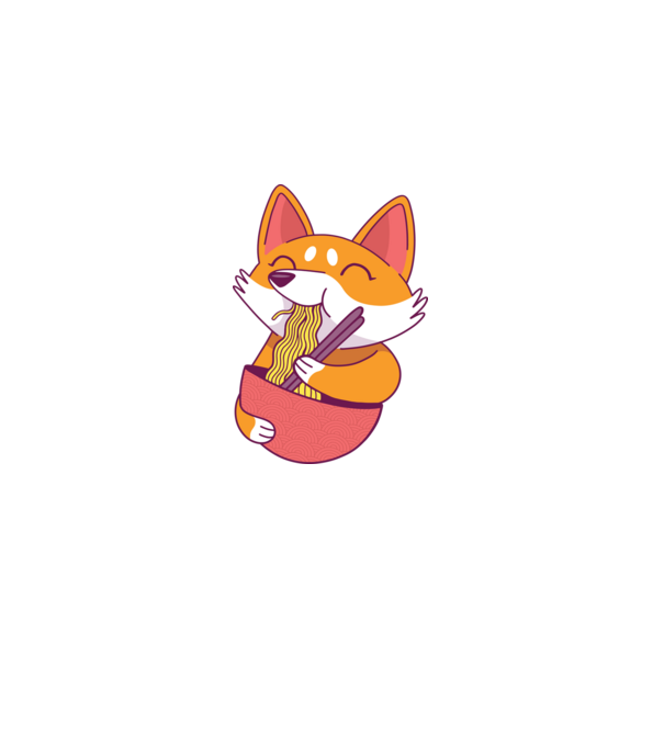 Corgi ramennel minta fekete pólón