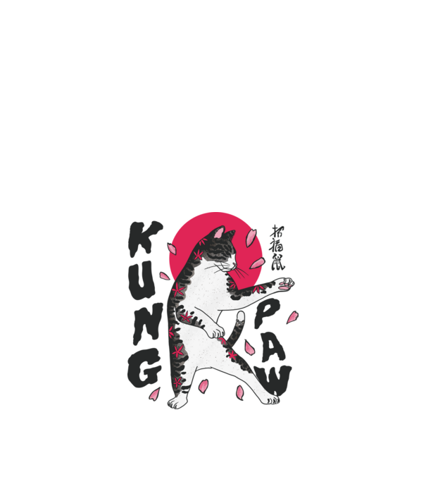 Karate Macska minta fehér pólón
