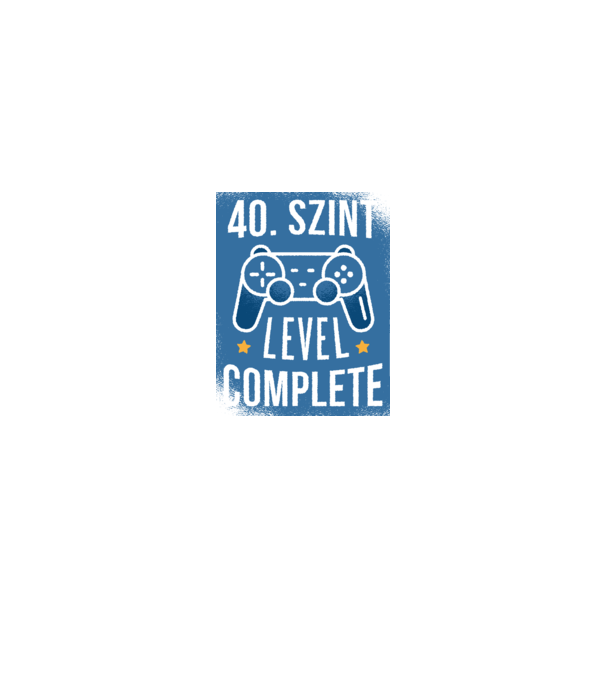 40. szint level completed minta fekete pólón