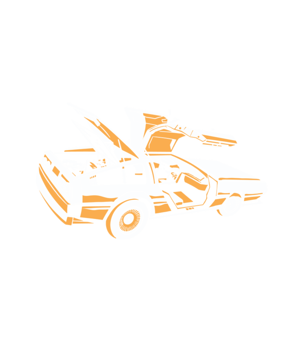 Delorian Vissza a Jövőbe minta fehér pólón