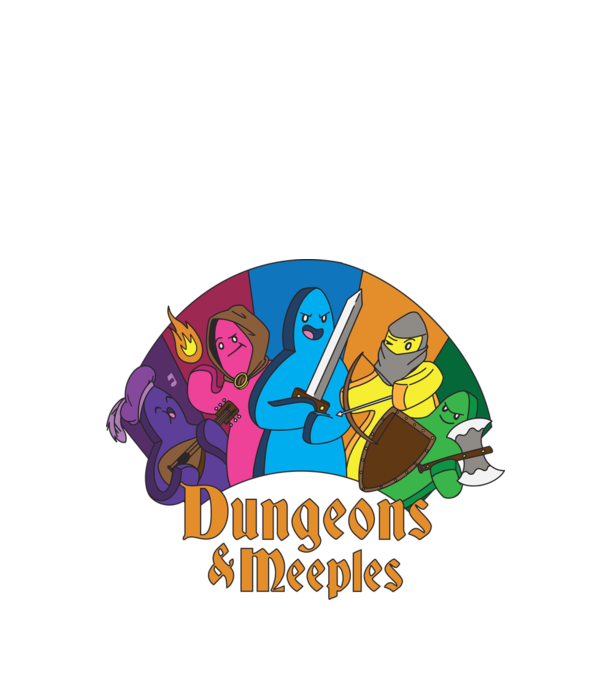 Dungeons Meeples minta fekete pólón