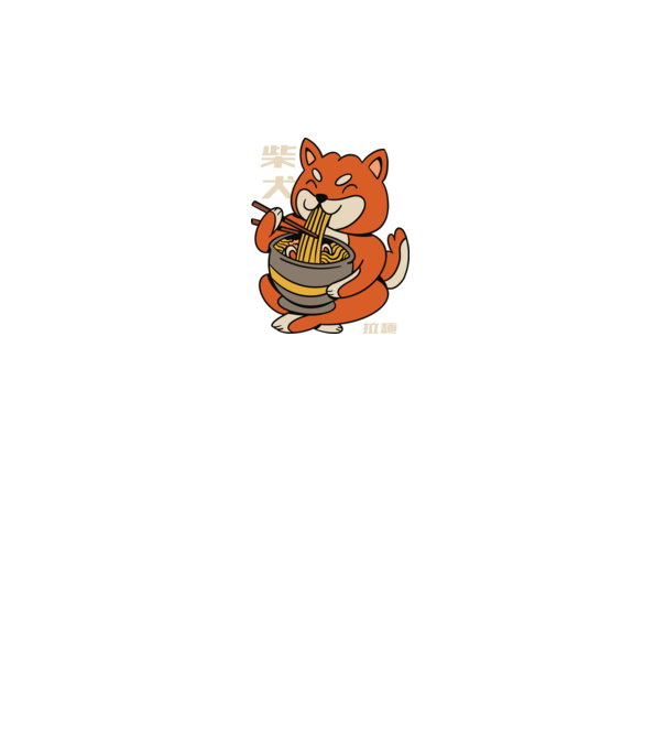 Shiba ramennel minta fekete pólón