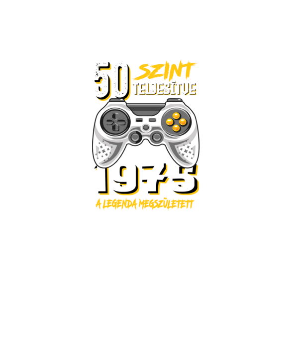 GAMER szint teljesítve 50. 1975 minta fekete pólón