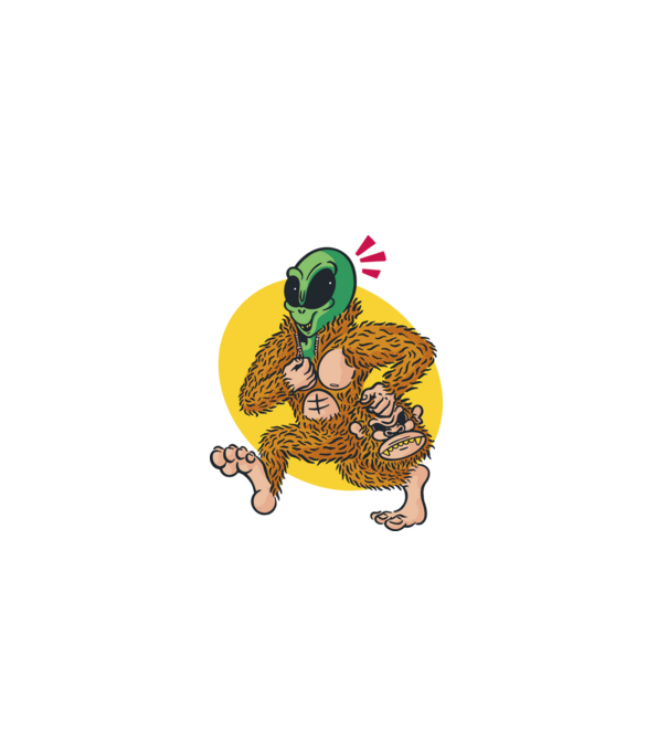 Alien Sassquatch minta fekete pólón