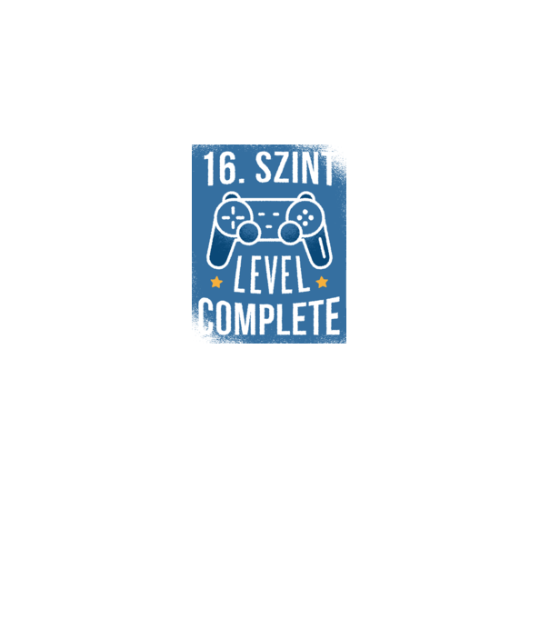 16. szint level completed minta fekete pólón