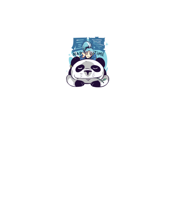 Lustálkodós Anime Panda minta fehér pólón