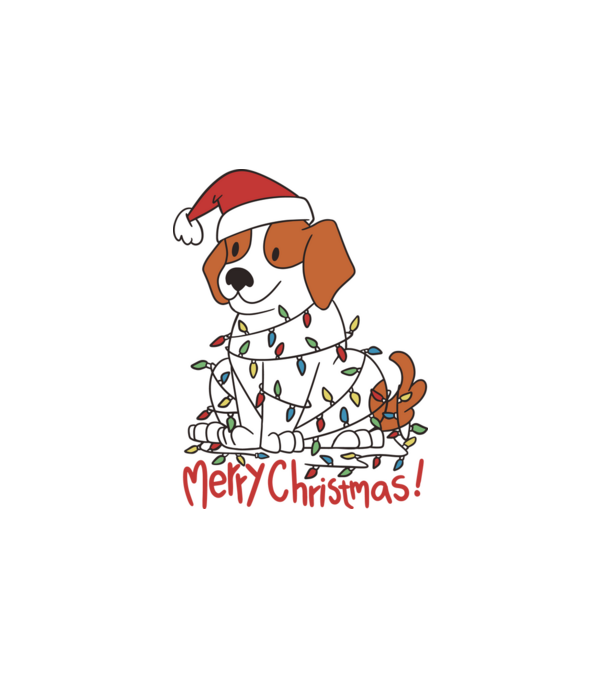 Beagle Boldog Karácsonyt! minta fehér pólón