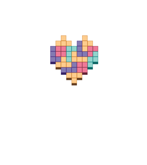 Tetris Szív minta fehér pólón