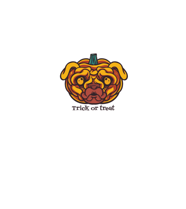Mopsz Tök Fej Pumpkin Halloween minta szürke pólón