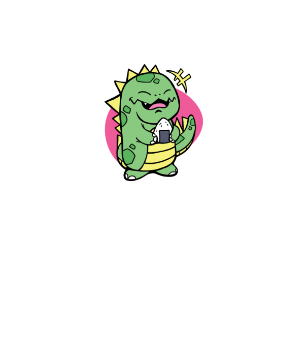 Onigiri Trex minta szürke pólón