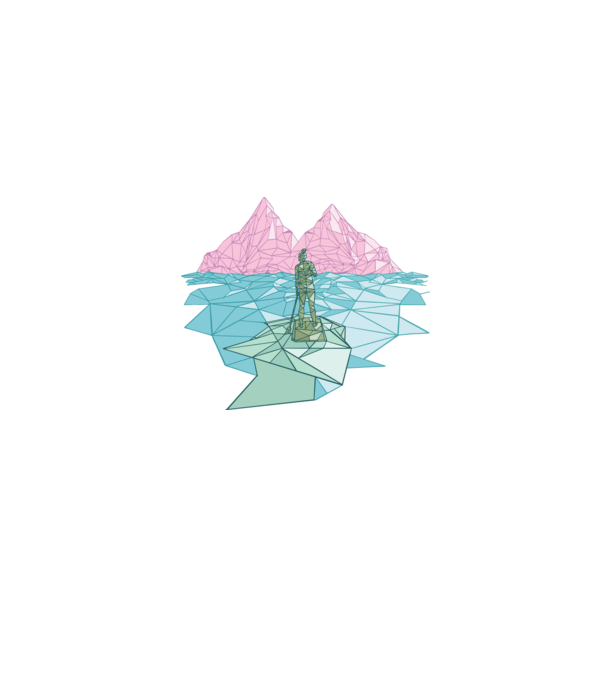 Lowpoly Padding minta szürke pólón