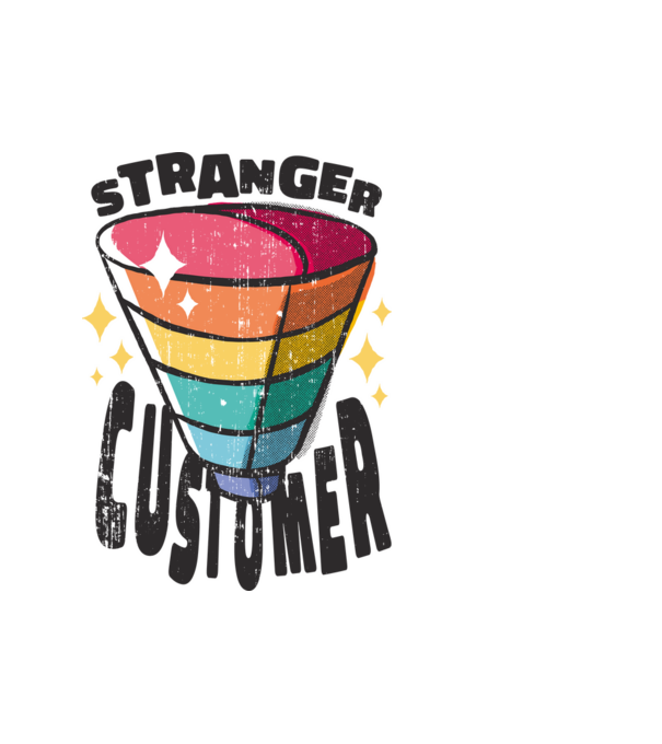 Customer Funnel minta fehér pólón