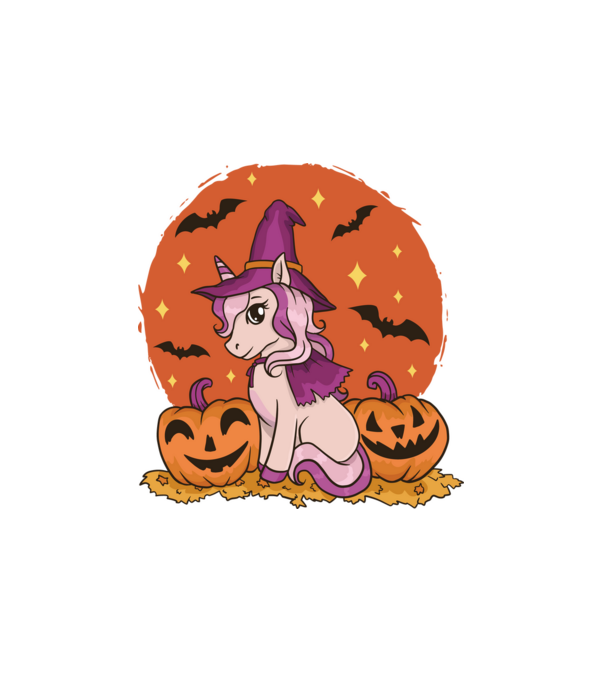 Halloween Unikornis minta fehér pólón