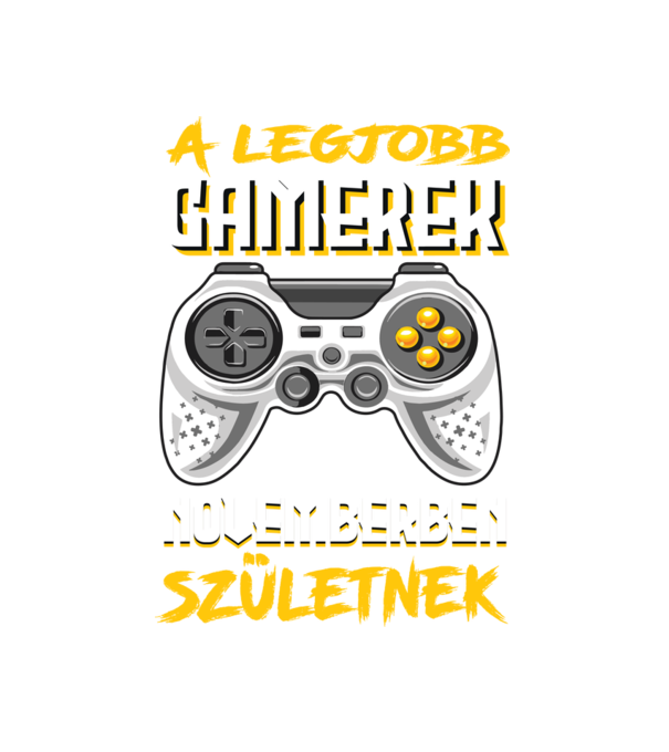 A Legjobb Gamerek Novemberben születnek minta fehér pólón
