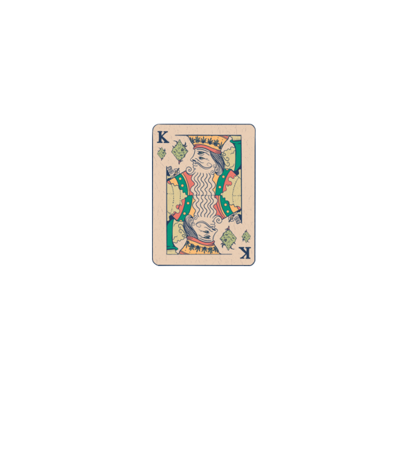 King Card Marijuana minta fehér pólón