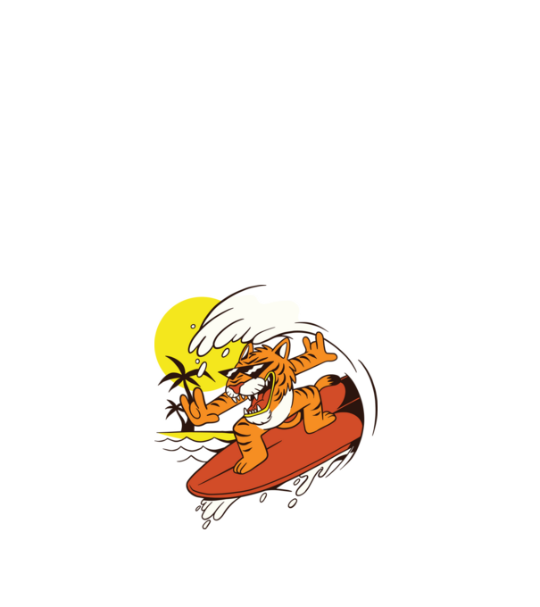 Szörfös tigris minta fehér pólón