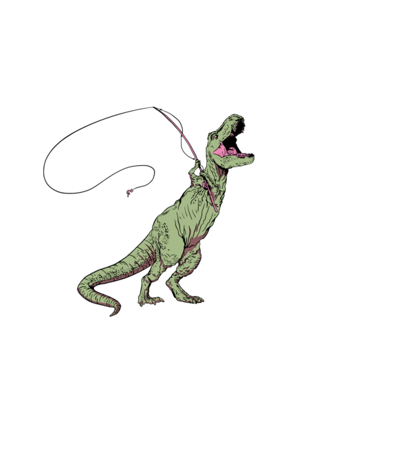 Horgász Trex minta fekete pólón