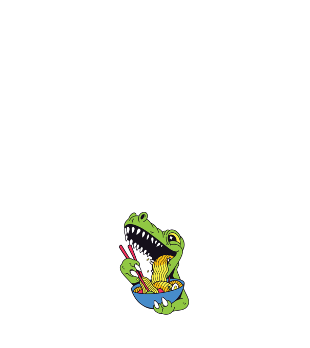 T-rex Ramen minta fehér pólón