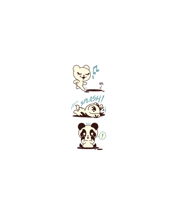 Panda minta fehér pólón