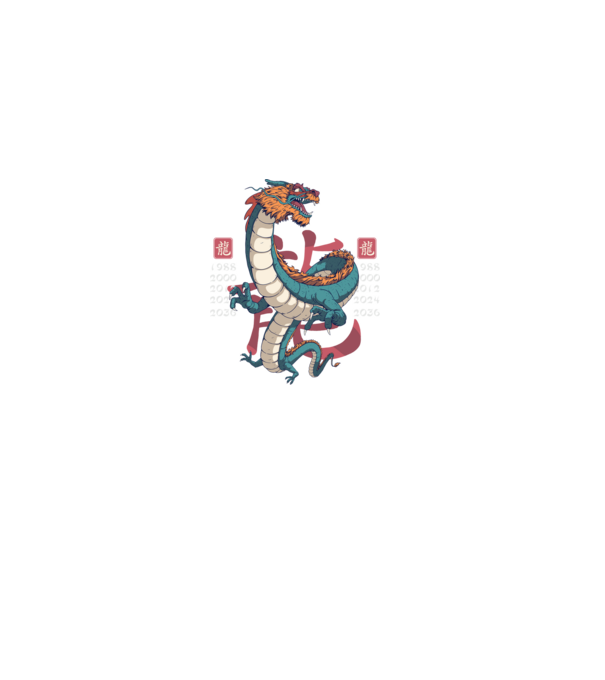 Chenise Zodiac Dragon minta fekete pólón