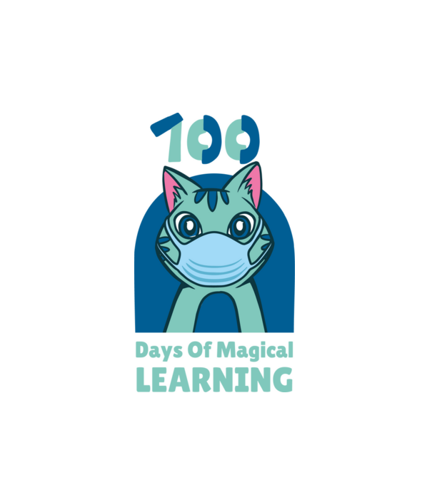 100 Days Of Magical learning minta fehér pólón