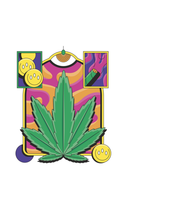 Hippy Kannabisz minta fehér pólón